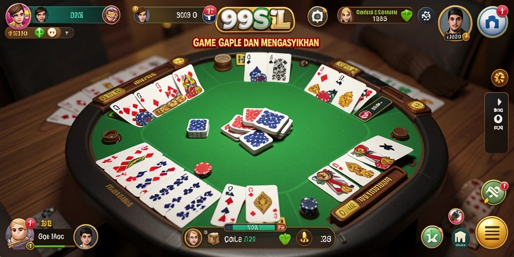 Screenshot utama 99SL menampilkan serunya bermain Gaple bersama teman.
