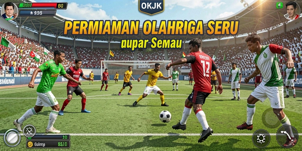 Screenshot utama OKJK menampilkan aksi seru dalam permainan olahraga.