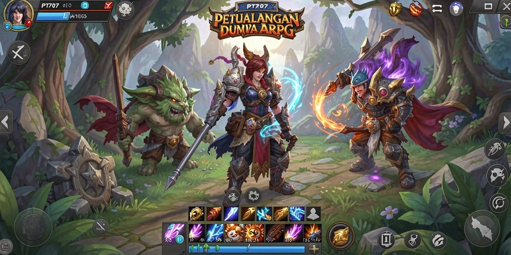 Screenshot utama PT707 menampilkan aksi seru dalam pertarungan ARPG.