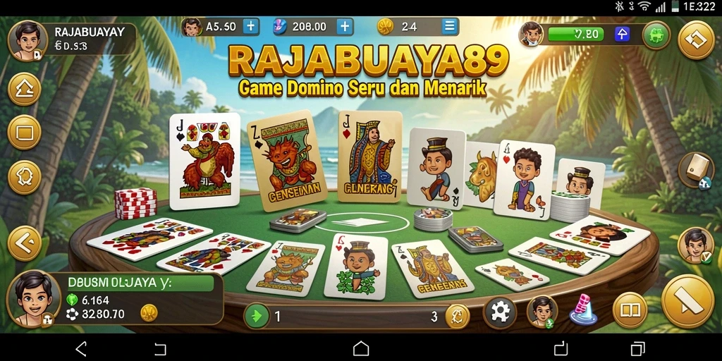 Screenshot gameplay RAJABUAYA89 menunjukkan aksi seru dalam bermain domino.