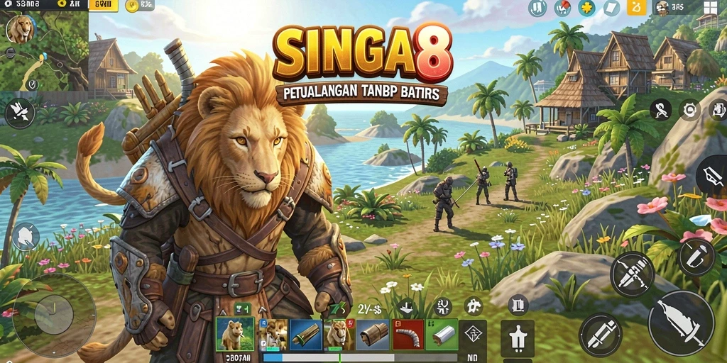 Tangkapan layar menampilkan petualangan seru dalam dunia terbuka SINGA8.