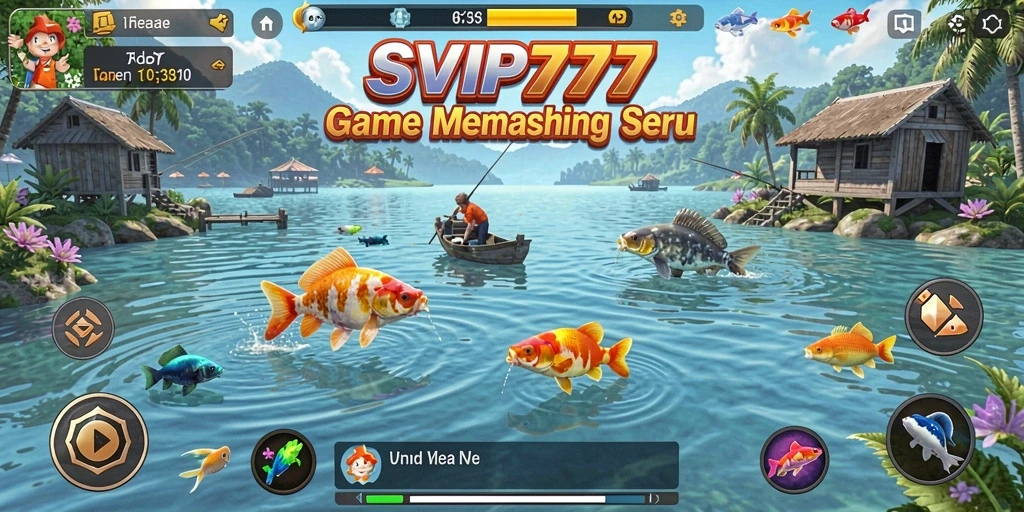 Tampilan gameplay memancing yang seru dan mendebarkan.
