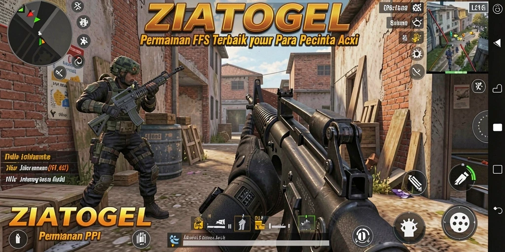 Screenshot gameplay ZIATOGEL yang menunjukkan aksi tembak-menembak seru.